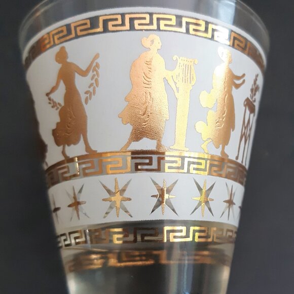 VTG Mid Century Set of 6 Lowball Whisky Glasses Tapered Aldon Goddess Starburst - Picture 6 of 15